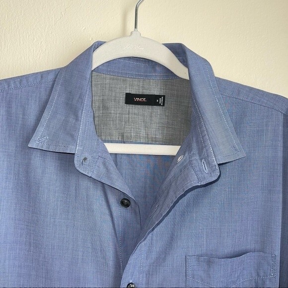 Vince Blue Satin Botton Up Shirt - Picture 3 of 6